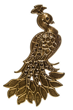 Fantastic bird, peacock, decorative element, isolated on white b