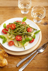 italian vegetable salad with boiled potato, cherry tomatoes, gre