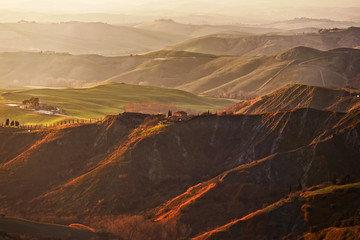 Tuscany, Volterra Le Balze rural landscape. Italy