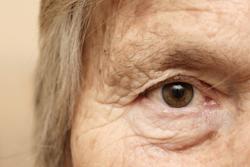 Obraz premium Close-up of old woman's eye