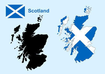 Scotland map vector, Scotland flag vector