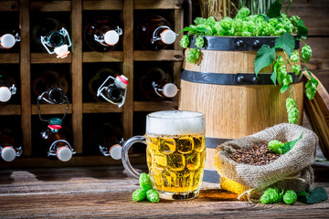 Homemade beer stored in the cellar