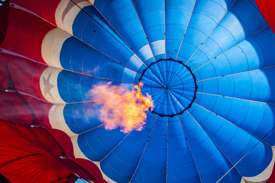 Inside Of A Hot Air Balloon With Flame