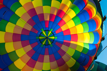 Inside of a hot air balloon with lots of color