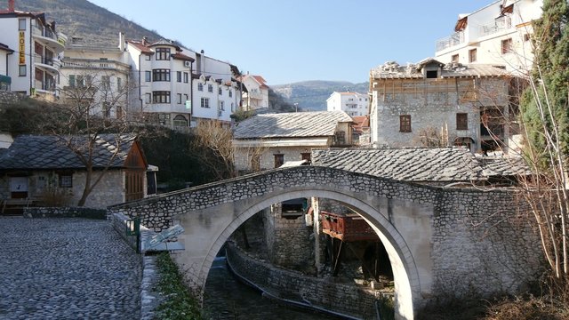 mostar bosnia and herzegovina old brdige view 4k.