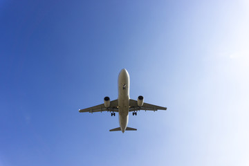 Fototapeta na wymiar 青空を飛行する旅客機