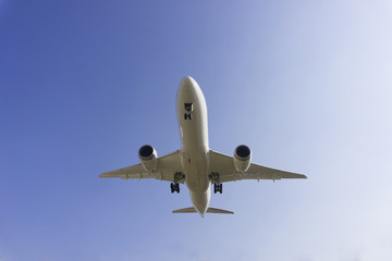 Fototapeta na wymiar 青空を飛行する旅客機