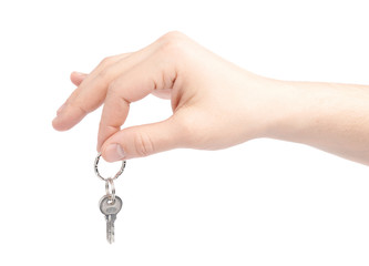 Hand holding a small key