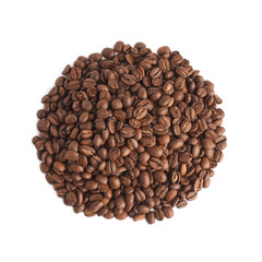 Pile of roasted brown coffee beans