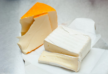cheese brie soft sorts, sliced, french gourmet