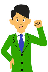 ガッツポーズをする男性