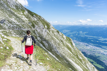 Hiker at Norkette mountain, Innsbruck, Austria.