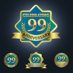 Celebrating 99 Years Anniversary - Blue seal with golden ribbon