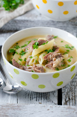 Chicken cream soup with pasta