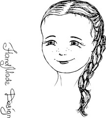girl face painted by hand,  vector illustration