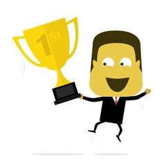 Businessman Holds Trophy