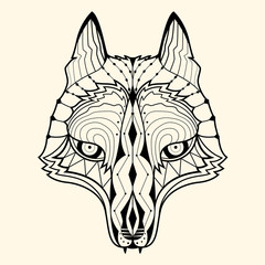 wolf zentangle design,vector illustration
