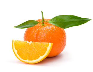 Orange whit slice and leaves