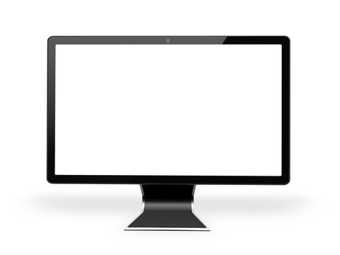 Blank modern computer monitor isolated on white background