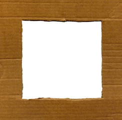 Obraz premium Textured cardboard frame with rough edges isolated