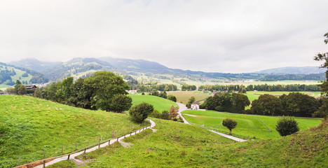 Panoramic view of Gruyeres. Switzerland