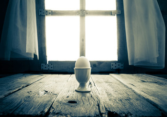 Old kitchen table rural cottage morning egg