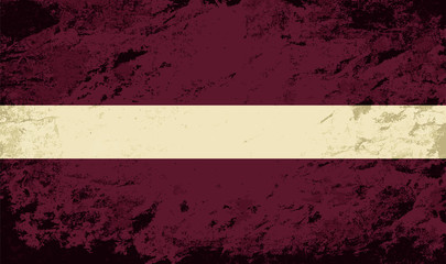 Latvian flag. Grunge background. Vector illustration