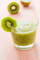 Healthy diet fruit juice kiwi wooden table