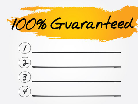100 Percent Guaranteed Blank List, vector concept