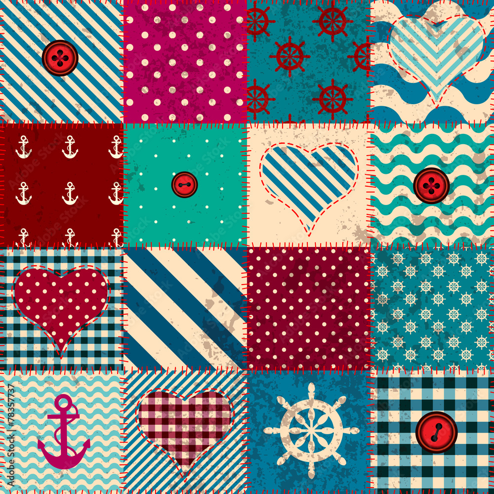 Aufkleber patchwork in nautical style