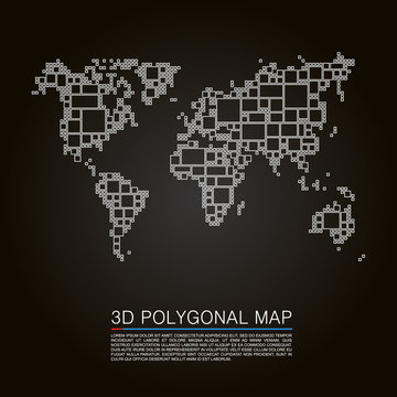 Map 3d polygon art cube
