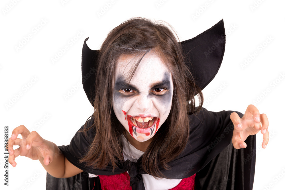 Sticker girl in halloween vampire costume