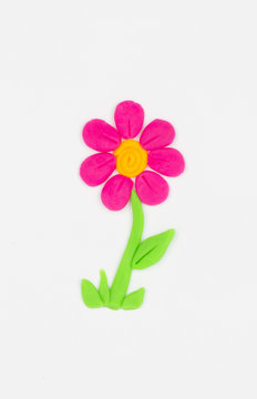 Flower from children bright plasticine.