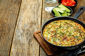 Frittata with chicken and potatoes
