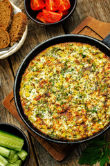 Frittata with chicken and potatoes