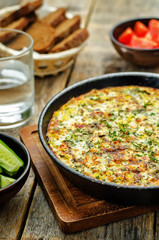 Frittata with chicken and potatoes