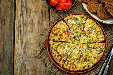 Frittata with chicken and potatoes