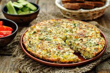 Frittata with chicken and potatoes