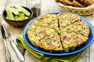 Frittata with chicken and potatoes