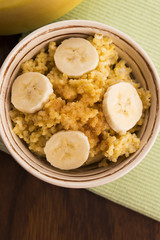 Fresh millet porridge with banana