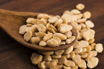 broad bean dry on wooden table