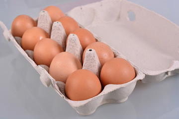 Eggs in a carton box. Isolated