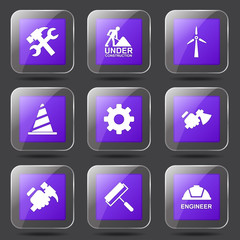 Construction Tools Square Vector Violet Icon Design Set 2