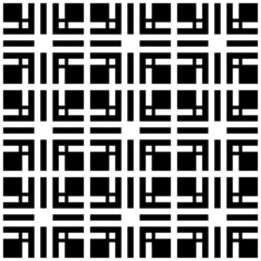 Black and white geometric seamless pattern with square.