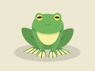 Sitting Frog In Flat Style