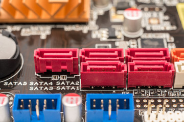 Serial ATA Connectors On Computer Motherboard