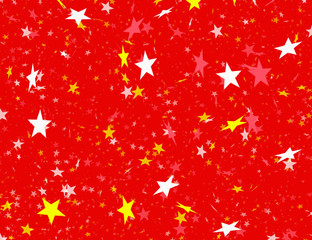 many flying stars on red backgrounds