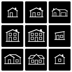 Vector black house icon set