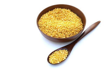 Peeled - Split Soy Beans in bowl and spoon
