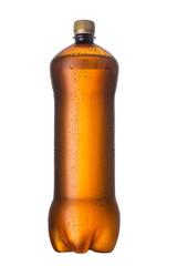 Plastic beer bottle with drops